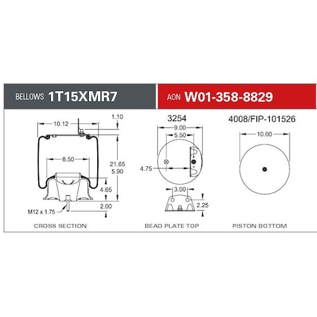 Firestone Air Spring, Suspension, 1T-Reversible Sleeve W013588829
